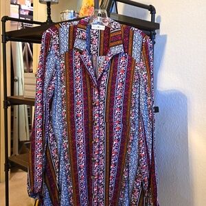 Natural Life v-neck with collar,  button down shirt dress.